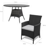 Kemble 6 Seater Rattan Round Garden Dining Set with Grey Parasol - Black Weave - Image 10
