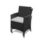 Kemble 6 Seater Rattan Round Garden Dining Set with Grey Parasol - Black Weave - Image 7