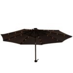 Kemble 6 Seater Rattan Round Garden Dining Set with Grey LED Premium Parasol & Parasol Rain Cover - Black Weave - Image 9