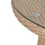 Kemble 6 Seater Rattan Round Garden Dining Set with Grey Parasol - Natural Brown - Image 10