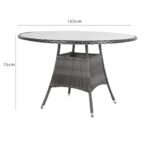 Kemble 8 Seater Garden Round Dining Table - Grey - Image 5