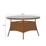 Kemble 8 Seater Garden Round Dining Table - Natural Brown - Image 9