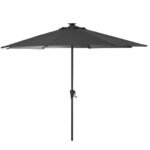 Kemble 8 Seater Rattan Round Garden Dining Set with Grey Parasol - Grey - Image 6
