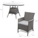 Kemble 8 Seater Rattan Round Garden Dining Set with Grey Parasol - Grey - Image 8