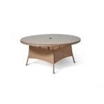 Kemble 8 Seater Rattan Round Garden Dining Set with Grey Parasol - Natural Brown Weave - Image 12
