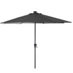 Kemble 6 Seater Rattan Round Garden Dining Set with Grey Parasol - Natural Brown - Image 12