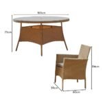 Kemble 8 Seater Rattan Round Garden Dining Set with Grey Parasol - Natural Brown Weave - Image 15
