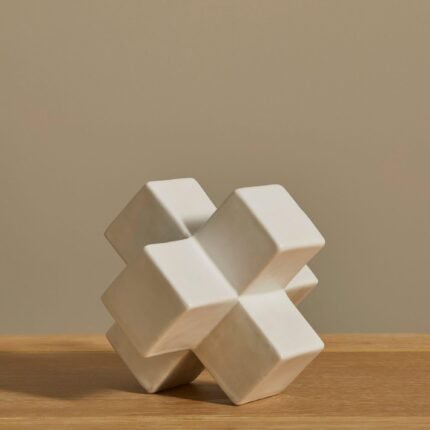 Kinsley 15cm Ceramic Abstract Ornament - White