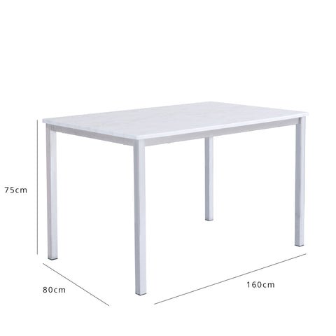 Outlet - Milo 6 Seater Marble Effect Dining Table with Chrome Legs 1 Milo Marble Top Dining Table with White Legs