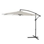 Round 2.9m Cream Lean-Over Parasol with 80kg Quartered Parasol Base - Black Plastic - Image 3