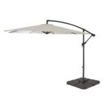 Round 2.9m Cream Lean-Over Parasol with 80kg Quartered Parasol Base - Black Plastic