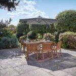 Lennox Table & 6 Lennox Armchairs with Grey Parasol - Image 9