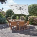 Lennox Table & 6 Lennox Armchairs with Cream LED Premium Parasol