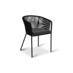 Lennox Table with 6 Hali Black Dining Chairs & Cream Lean Over Parasol - Image 5