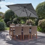 Lennox Table with 6 Oliver Dining Chairs with Grey LED Premium Parasol