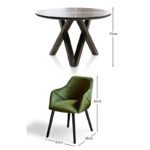 Levi Black Round Dining Table Set - 4 Seater - Freya Fern Green Armchairs with Black Legs - Image 11