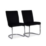 Lola Black Dining Chairs - Set of 2 - Chrome Legs