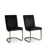 Lola Black Dining Chairs - Set of 2 - Gold Legs