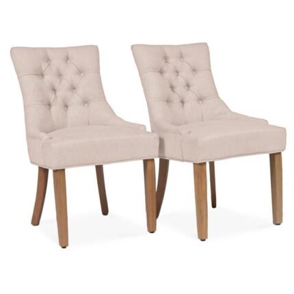 Louis Sand Dining Chairs - Set of 2 - Light Wood Legs