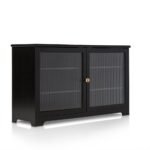 Lua 2 Door Large Sideboard - Noir Black with Fluted Glass - Image 10