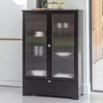 Lua Tall Cabinet in Noir Black with Fluted Glass