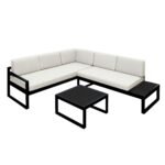 Maia 5 Seater Garden Interchangeable Sofa Set with Cream LED Premium Cantilever Parasol - Black - Image 5