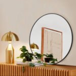 Outlet - Marbury 50cm Metal Round Mirror - Black