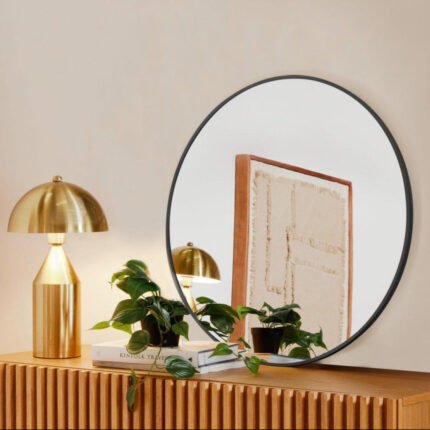 Marbury 50cm Metal Round Mirror - Black