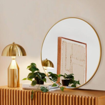 Marbury 50cm Metal Round Mirror - Gold