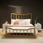 Marie King Size Bed - Gold Metal - Image 4
