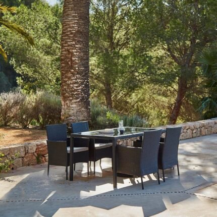 Marston 4 Seater Rattan Garden Dining Set - Black