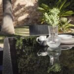 Marston 4 Seater Rattan Garden Dining Set with Grey LED Premium Parasol - Black - Glass Top - Image 4