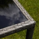 Marston 4 Seater Rattan Garden Dining Set with Cream LED Premium Parasol - Grey - Glass Top - Image 2