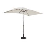 Marston 4 Seater Rattan Garden Dining Set with Cream Parasol - Natural Brown - Polywood Top - Image 10