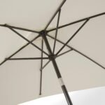 Marston 4 Seater Rattan Garden Dining Set with Cream Parasol - Natural Brown - Polywood Top - Image 11