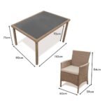 Marston 4 Seater Rattan Garden Dining Set with Grey Parasol - Natural Brown - Polywood Top - Image 8