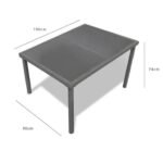 Marston 6 Seater Rectangular Garden Dining Table - Grey - Image 4