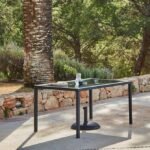 Marston 6 Seater Rattan Garden Dining Set with Cream LED Premium Parasol - Black - Glass Top - Image 3