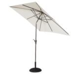 Marston 6 Seater Rattan Garden Dining Set with Cream LED Premium Parasol - Black - Glass Top - Image 8