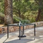 Marston 6 Seater Rattan Garden Dining Set with Cream Parasol - Black - Glass Top - Image 2