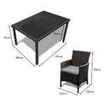 Marston 6 Seater Rattan Garden Dining Set with Grey LED Premium Parasol - Black - Polywood Top - Image 10
