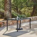 Marston 6 Seater Rattan Garden Dining Set with Grey Parasol - Black - Glass Top - Image 2