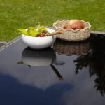 Marston 6 Seater Rattan Garden Dining Set with Grey Parasol - Grey - Glass Top - Image 4