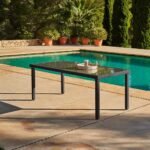 Marston 8 Seater Garden Dining Table - Black - Glass Top