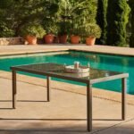 Marston 8 Seater Garden Dining Table - Natural Brown - Glass Top