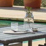 Marston 8 Seater Rattan Garden Dining Set with Cream LED Premium Parasol - Grey - Polywood Top - Image 4