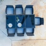 Marston 8 Seater Rattan Garden Dining Set with Grey LED Premium Parasol - Black - Glass Top - Image 3