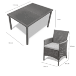 Marston 8 Seater Rattan Garden Dining Set with Grey LED Premium Parasol - Grey - Glass Top - Image 8