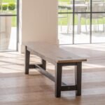Matilda 3 Seater Mango Wood Dining Bench - Black Legs - Image 2