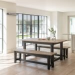 Matilda 3 Seater Mango Wood Dining Bench - Black Legs - Image 3